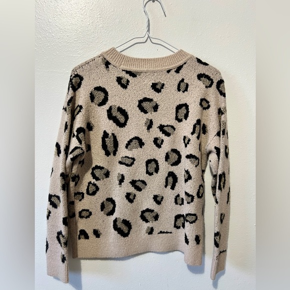 Anne Klein Metallic Fuzzy Leopard Sweater - Small - Picture 4 of 7